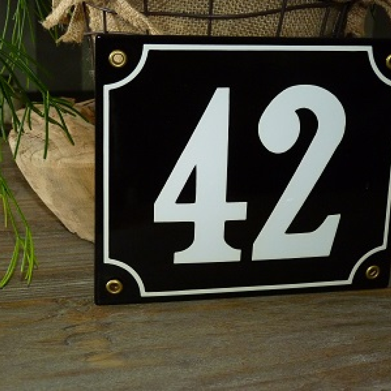 Huisnummer zwart18x15